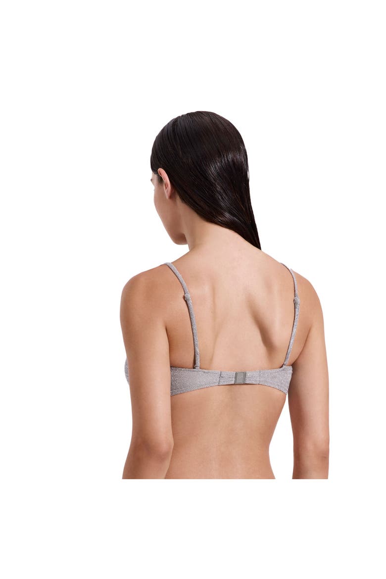 Luna Textured Shimmer Scoop Neck Bikini Top, Alternate, color, Silver-Brown