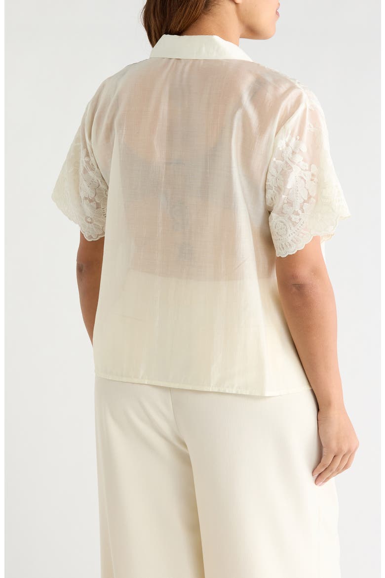 Scallop Hem Lace Button-Up Shirt, Alternate, color, NEW IVORY