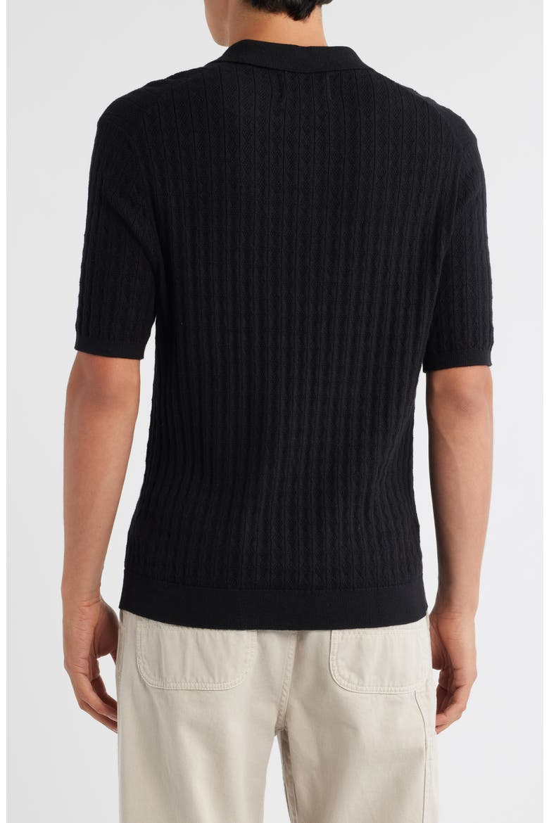 Naples Rib Cotton & Cashmere Polo Sweater, Alternate, color, BLACK