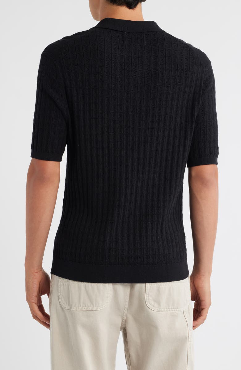 Wax London Naples Rib Cotton & Cashmere Polo Sweater, Alternate, color, Black
