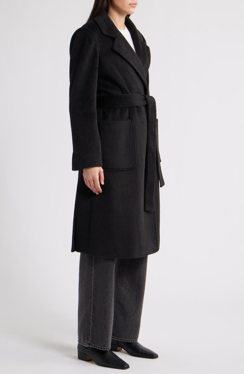 Sam Edelman Longline Wrap Coat, Alternate, color, Black