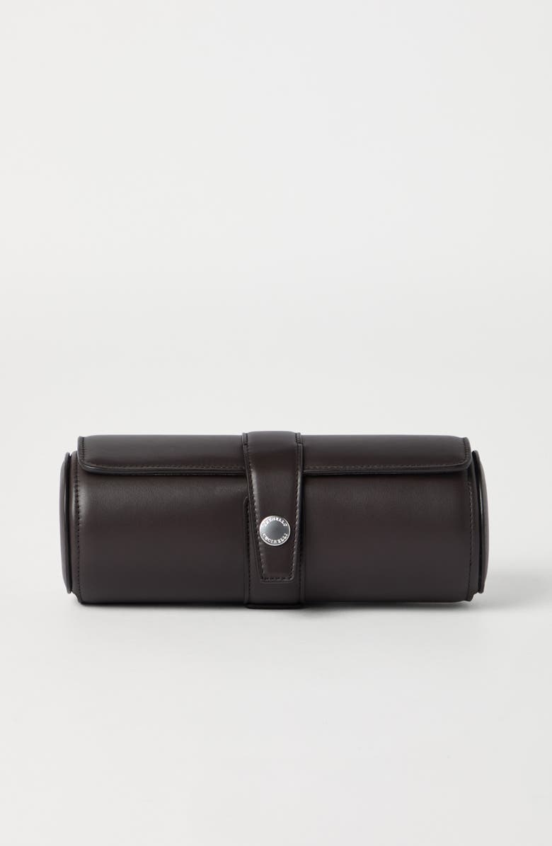 Brunello Cucinelli Calfskin watch case, Alternate, color, Rust Brown