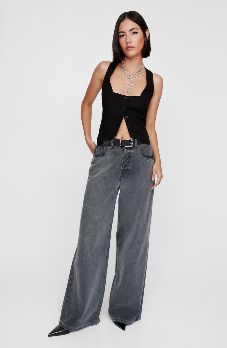 NASTY GAL Tailored Crop Halter Tank, Alternate, color, 