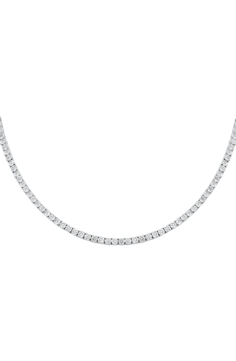 Hollywood Sensation Elegant Cubic Zirconia Choker Tennis Necklace, Main, color, Silver