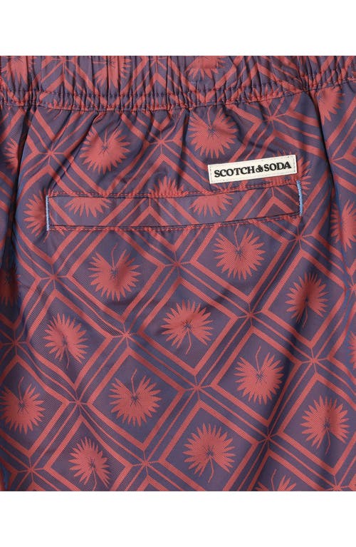 Scotch & Soda Diamond Swim Trunks In Light Pastel Red