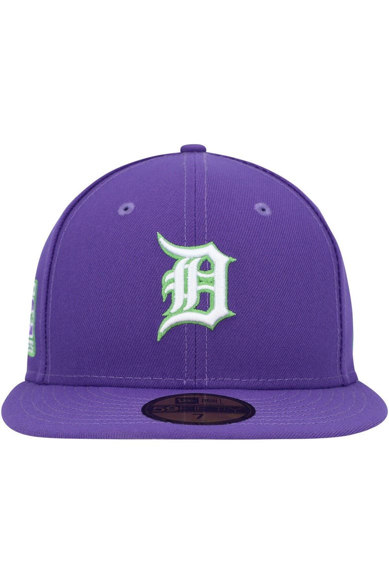 Men's New Era Purple Detroit Tigers Lime Side Patch 59FIFTY Fitted Hat, Alternate, color, Purple