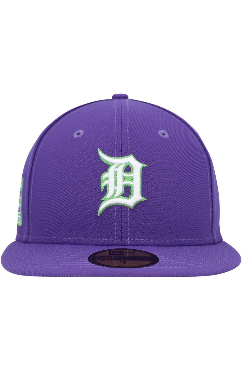 New Era Men's New Era Purple Detroit Tigers Lime Side Patch 59FIFTY Fitted Hat, Alternate, color, 