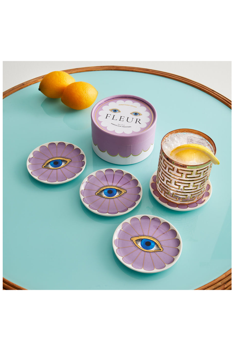 Fleur Coaster Set, Alternate, color, Lavender / Gold