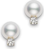 Mikimoto Akoya Pearl & Diamond Stud Earrings