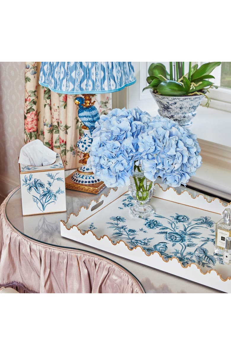 Mrs. Alice Floral Tole Tissue Box, Alternate, color, Blue
