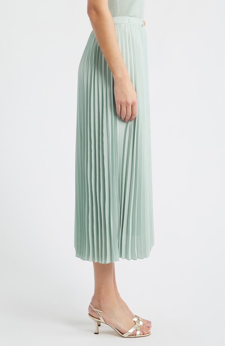 Anne Klein Belted Pull-On Pleated Skirt, Alternate, color, Soft Aloe