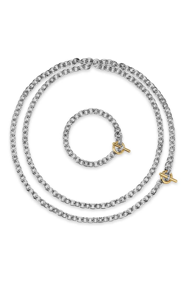Mercer Convert Necklace in Sterling Silver & 18K Gold, Main, color, SILVER PAVE