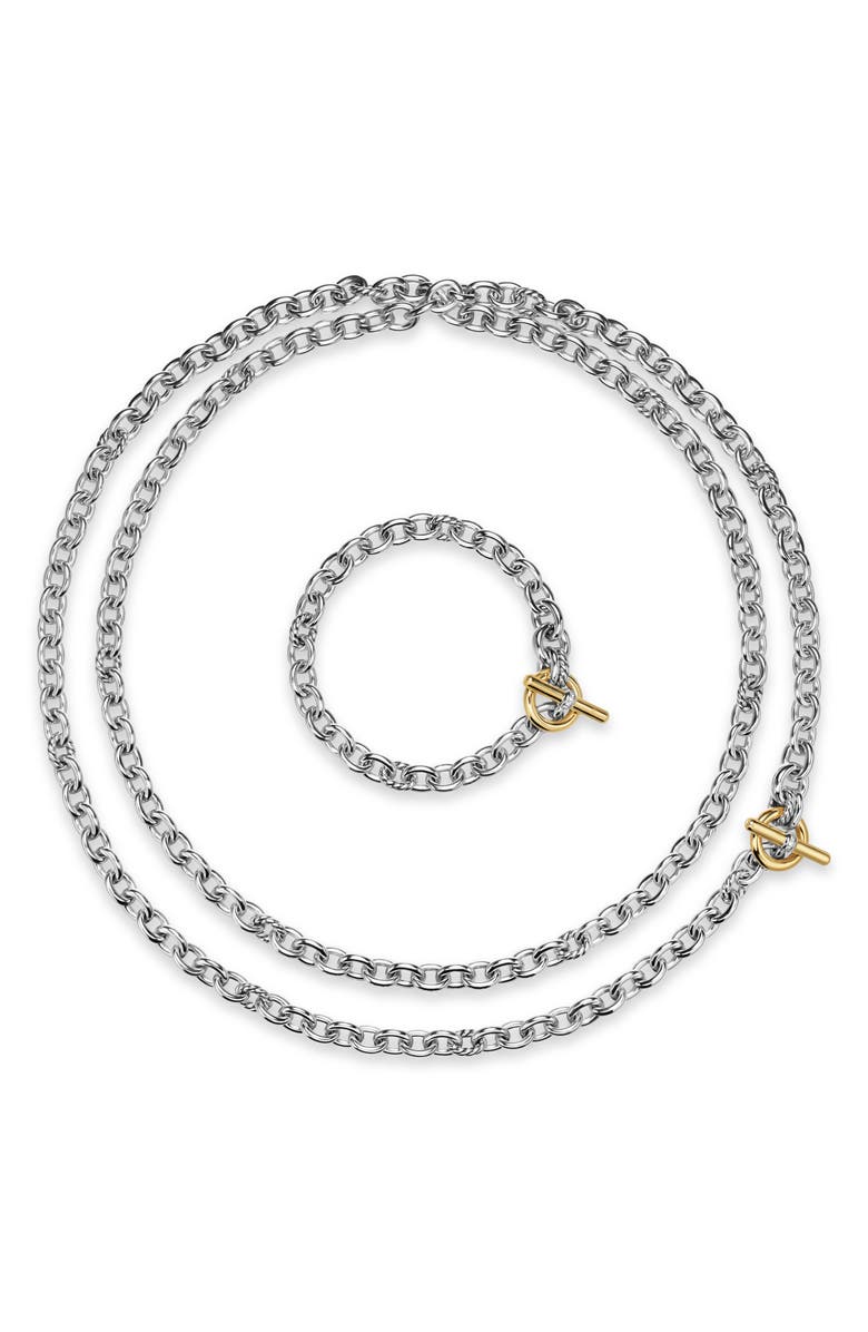David Yurman Mercer Convert Necklace in Sterling Silver & 18K Gold, Main, color, Silver Pave