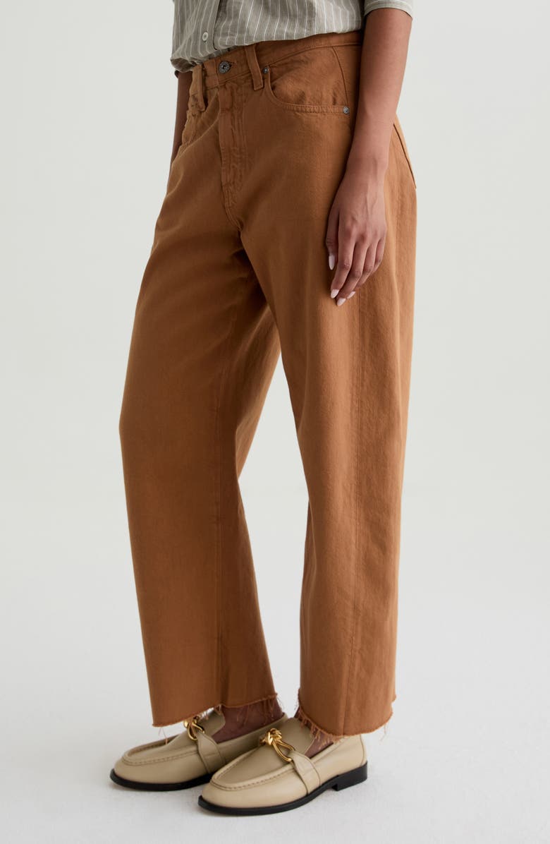 AG Hattie Raw Hem High Waist Crop Barrel Jeans, Alternate, color, Ginger