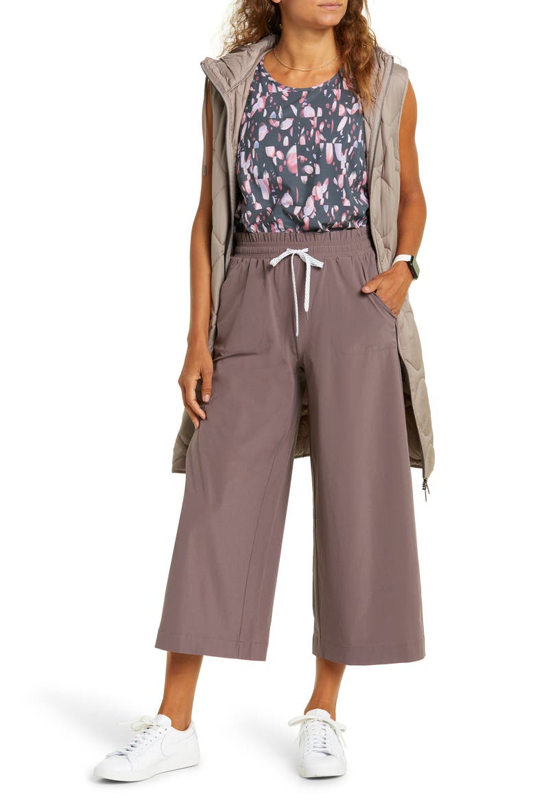 Getaway Paperbag Waist Wide Leg Ankle Pants, Alternate, color, GREY SPARROW