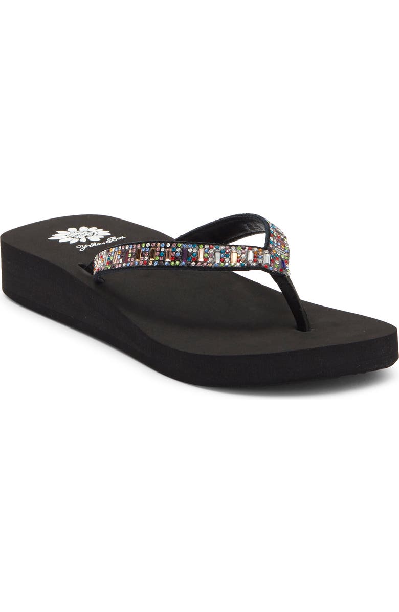 Yellow Box Premium Zemily Embellished Flip Flop, Main, color, Black
