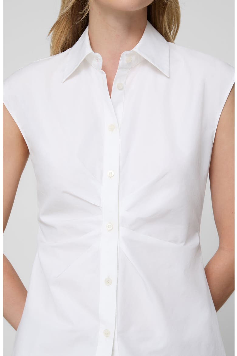 Irregular Pleated Sleeveless Button-Up Shirt, Alternate, color, WHITE