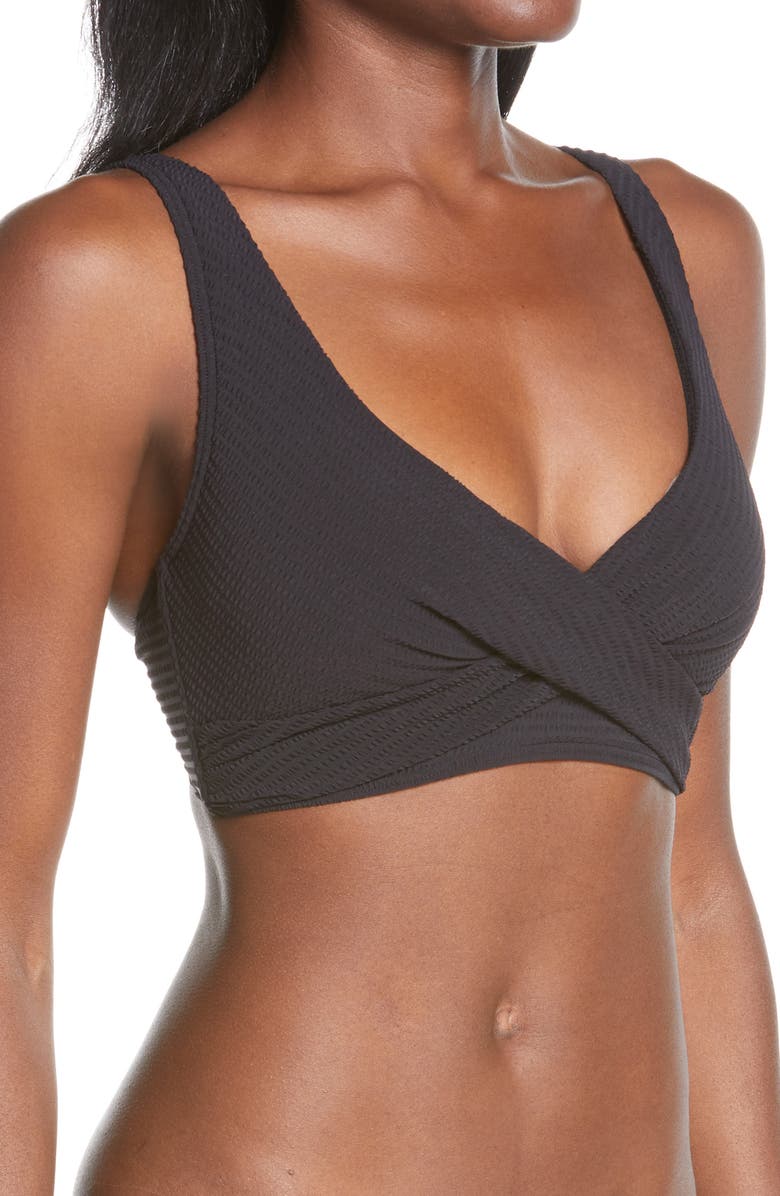 Sea Level Cross Front Multifit Bikini Top, Alternate, color, 