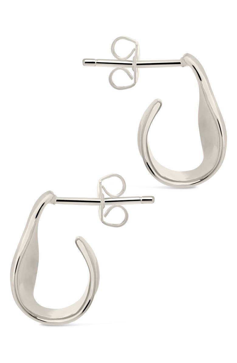 Sterling Forever Hammered Huggie Stud Earrings, Alternate, color,
