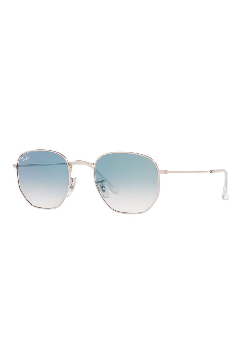 51mm Geometric Sunglasses, Alternate, color, SILVER/ BLUE GRADIENT