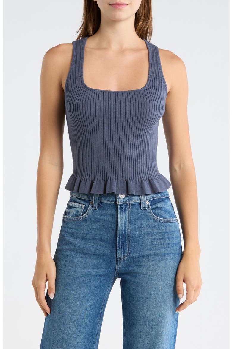 Bronwyn Rib Cotton Blend Sweater Tank, Main, color, PACIFIC BLUE