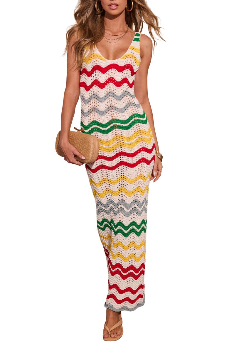 Gerie Open Stitch Maxi Sweater Dress, Main, color, IVORY MULTI