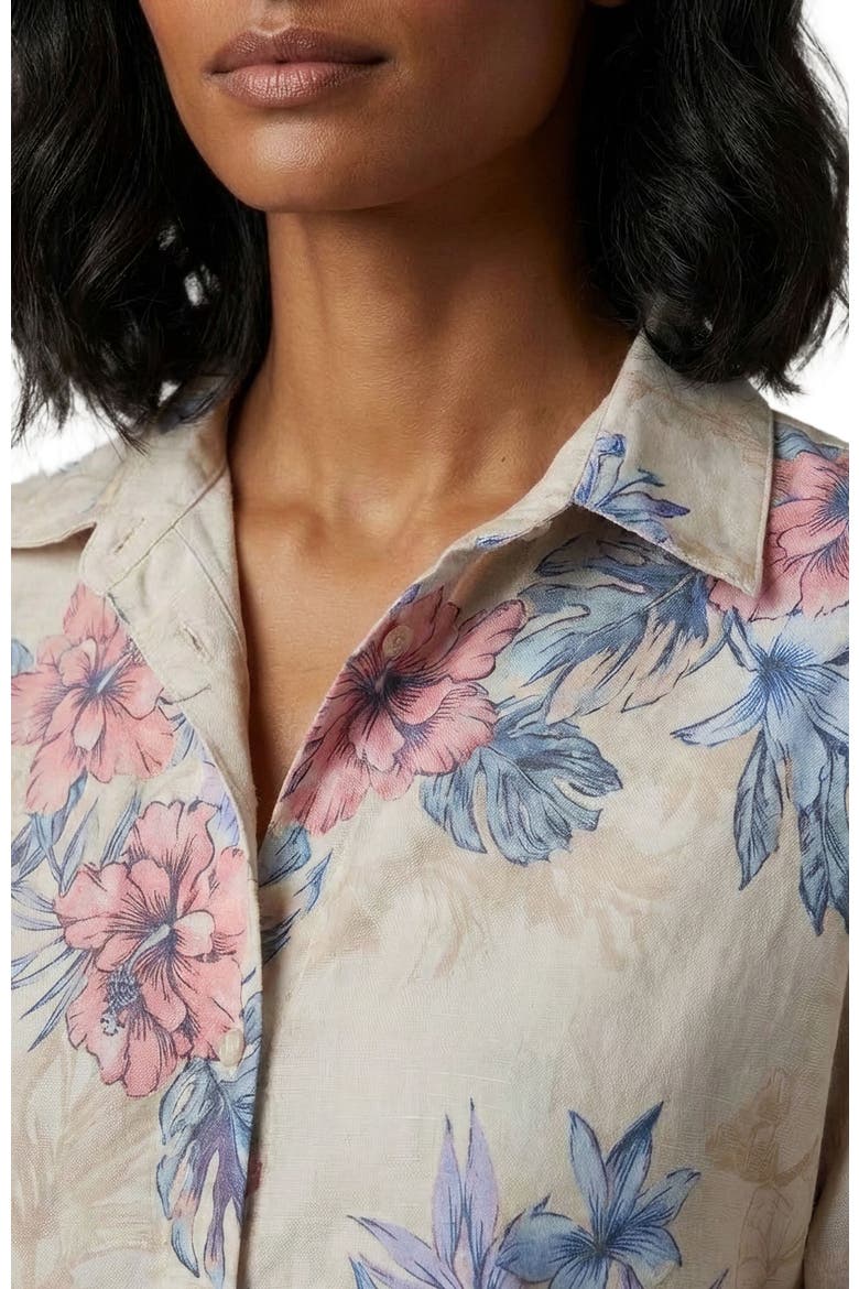Exotic Floral Womens Relaxed Linen Printed Shirt, Alternate, color, EXOTIC FLORAL NATURAL