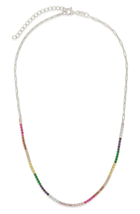 Maria Rainbow Cubic Zirconia Frontal Tennis Necklace