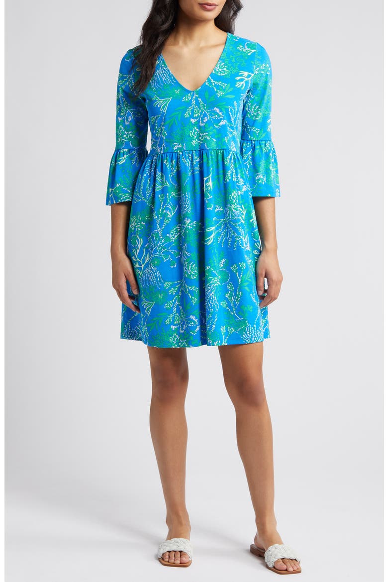 Jannie V-Neck A-Line Dress, Main, color, BRINY BLUE A BIT SALTY