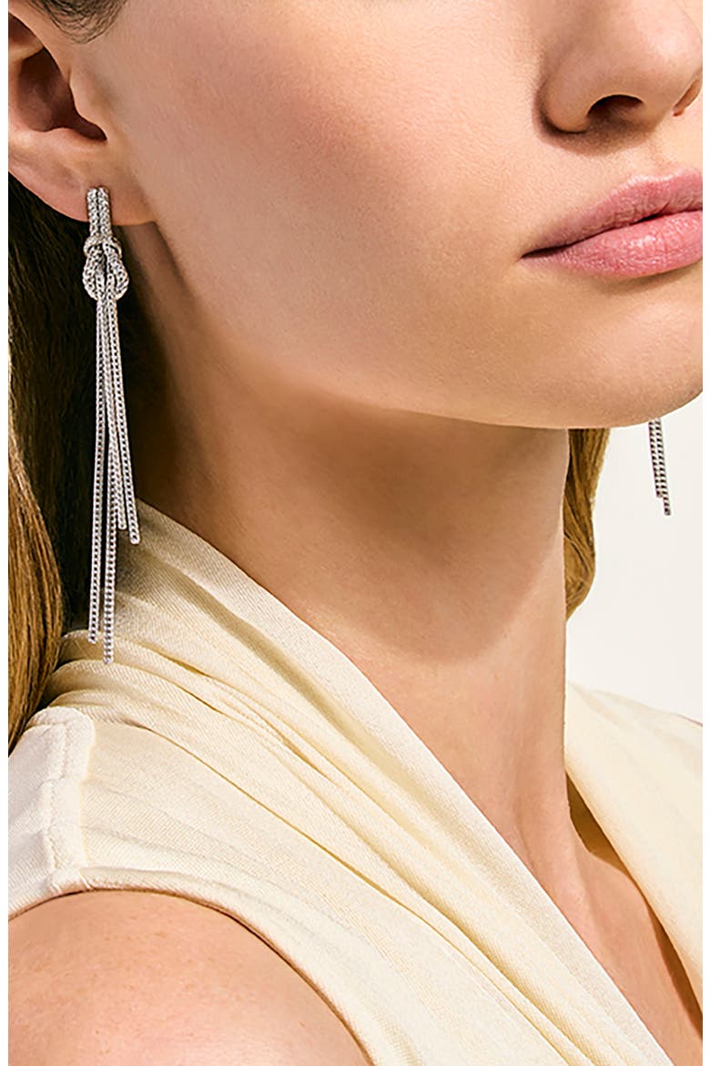 Love Knot Diamond Drop Earrings, Alternate, color, SILVER