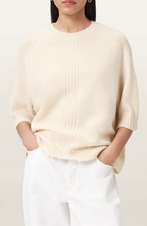 Allsaints Nix Short Sleeve Cashmere & Wool Sweater In White