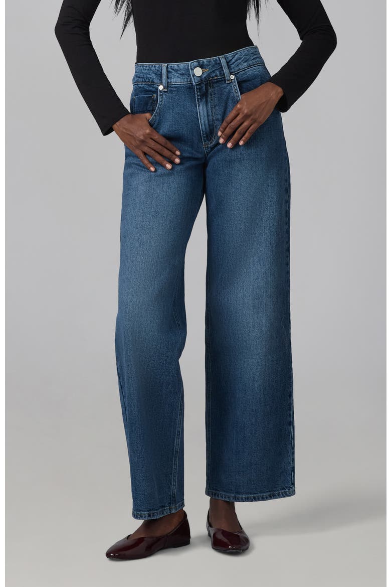 Miro Mid Rise Comfort Straight Jeans, Main, color, Film Noir