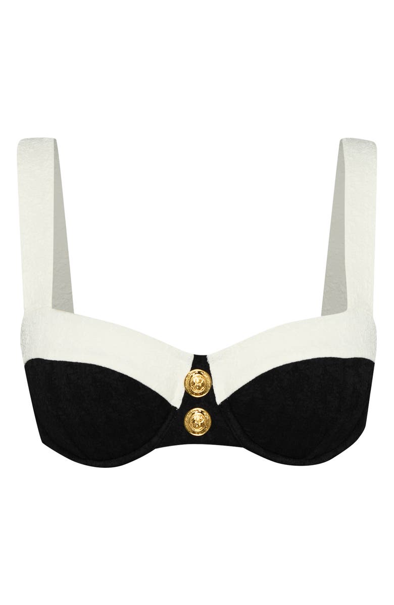 L'AGENCE Alexandria Colorblock Bikini Top, Alternate, color, Black