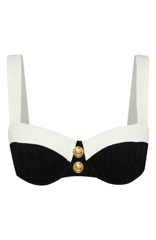 L Agence Alexandria Colorblock Chic Bikini Top In Black