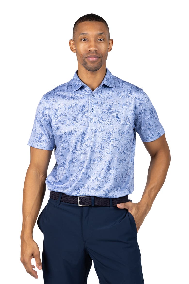 Tropical Print Performance Mesh Polo, Alternate, color, LIGHT BLUE