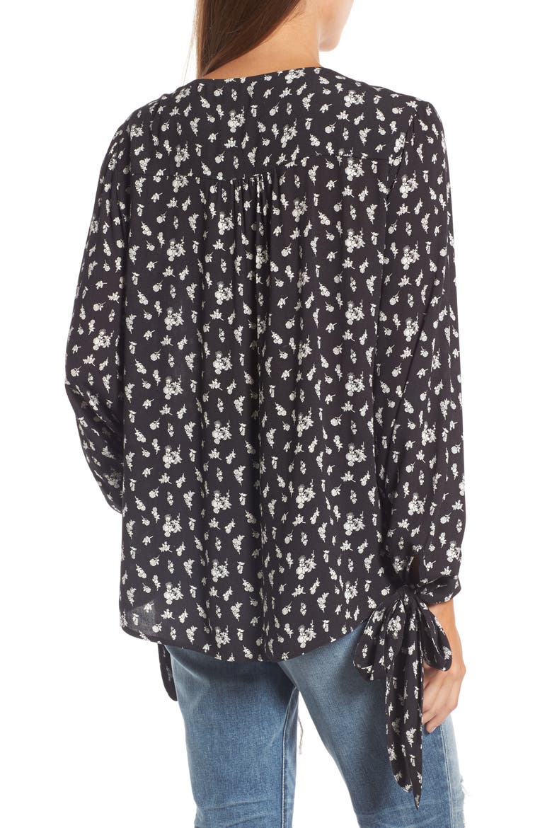 Tie Sleeve Top, Alternate, color, BLACK WILD DITSY FLORAL