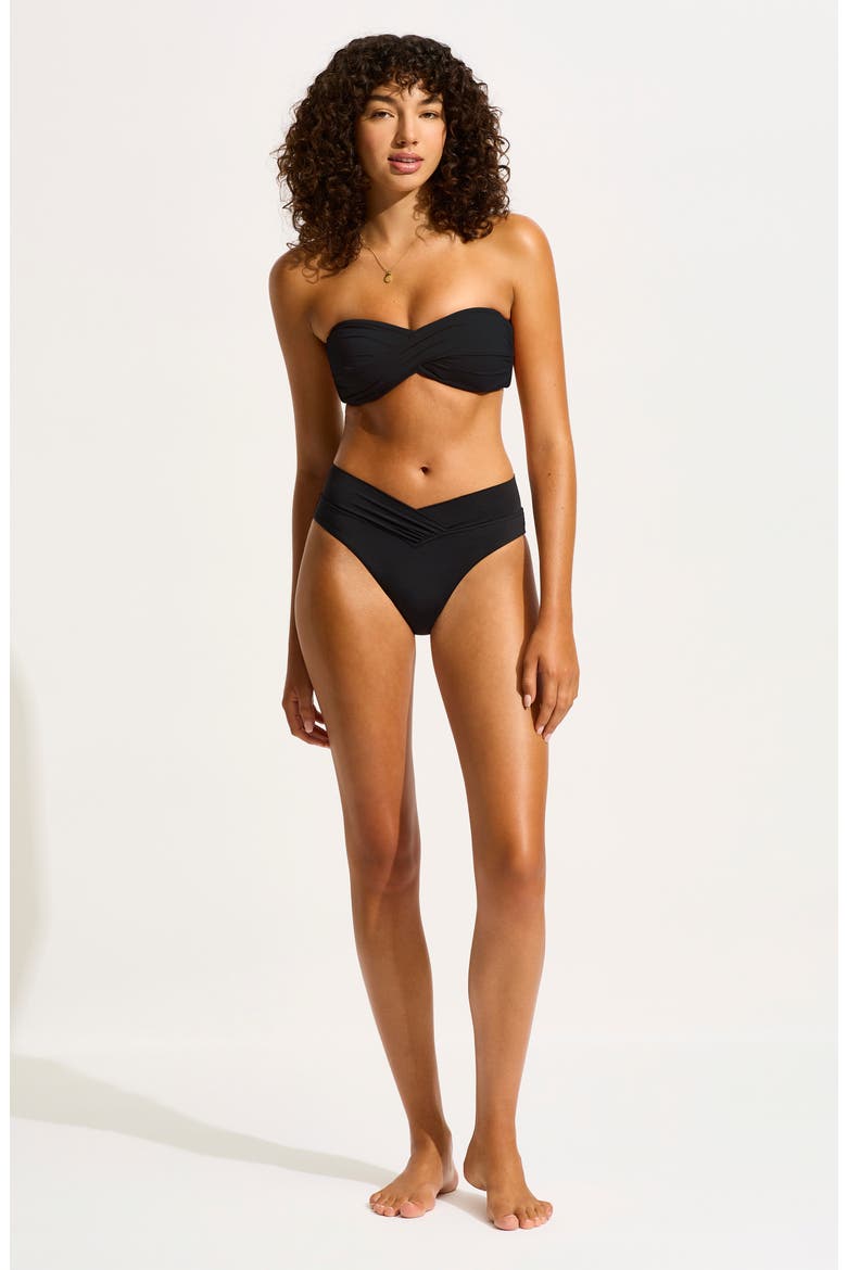 V-Front High Cut Bikini Bottoms, Alternate, color, BLACK