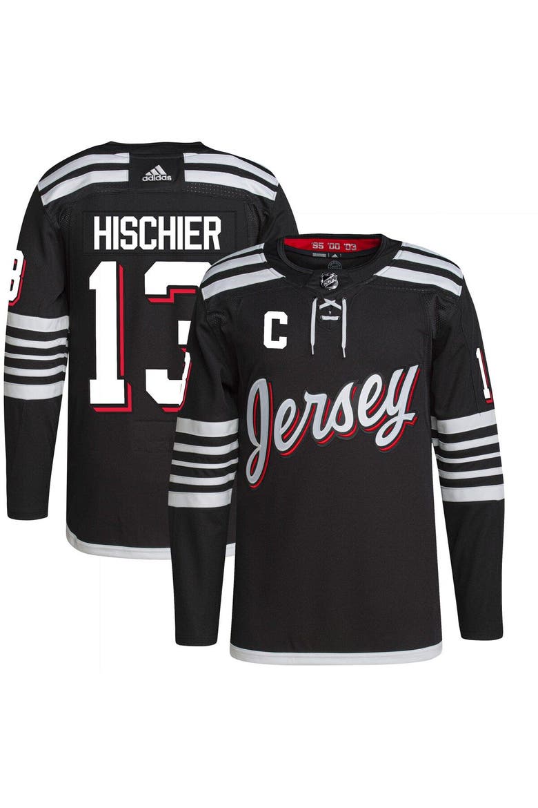 Men's adidas Nico Hischier Black New Jersey Devils Alternate Primegreen Authentic Player Jersey, Main, color, Black
