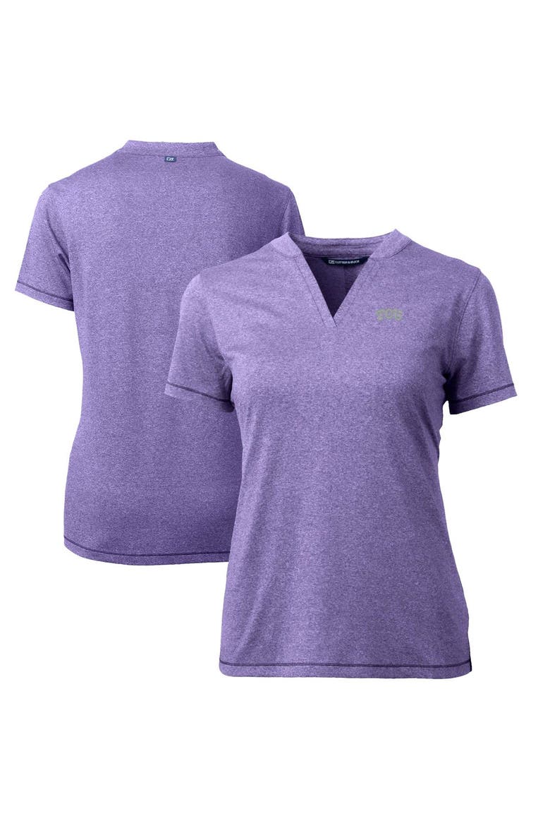 Women's Cutter & Buck Heather Purple TCU Horned Frogs Forge Blade V-Neck Top, Main, color, Heather Purple