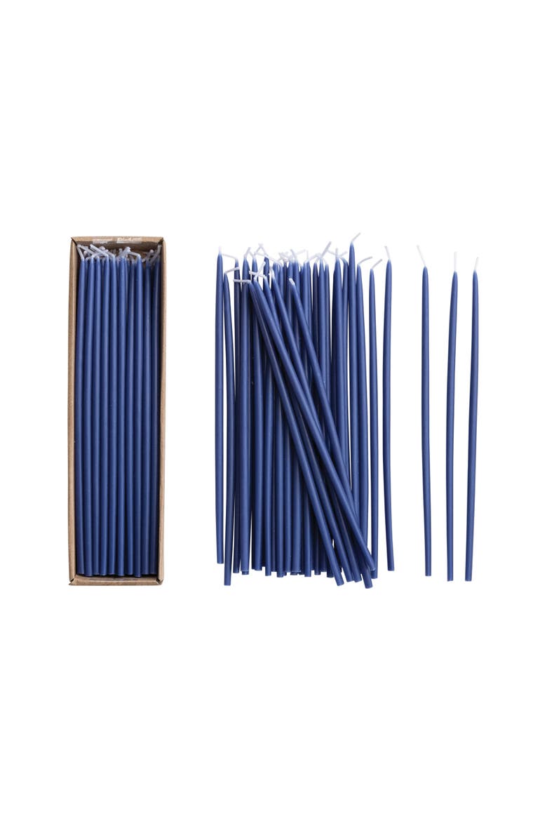36-Piece Unscented Thin Taper Candles in Box, Navy, Main, color, Navy