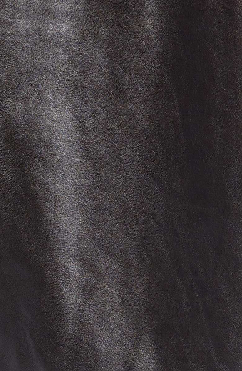 Wales Bonner Time Rib Trim Leather Jacket, Alternate, color, Dark Brown