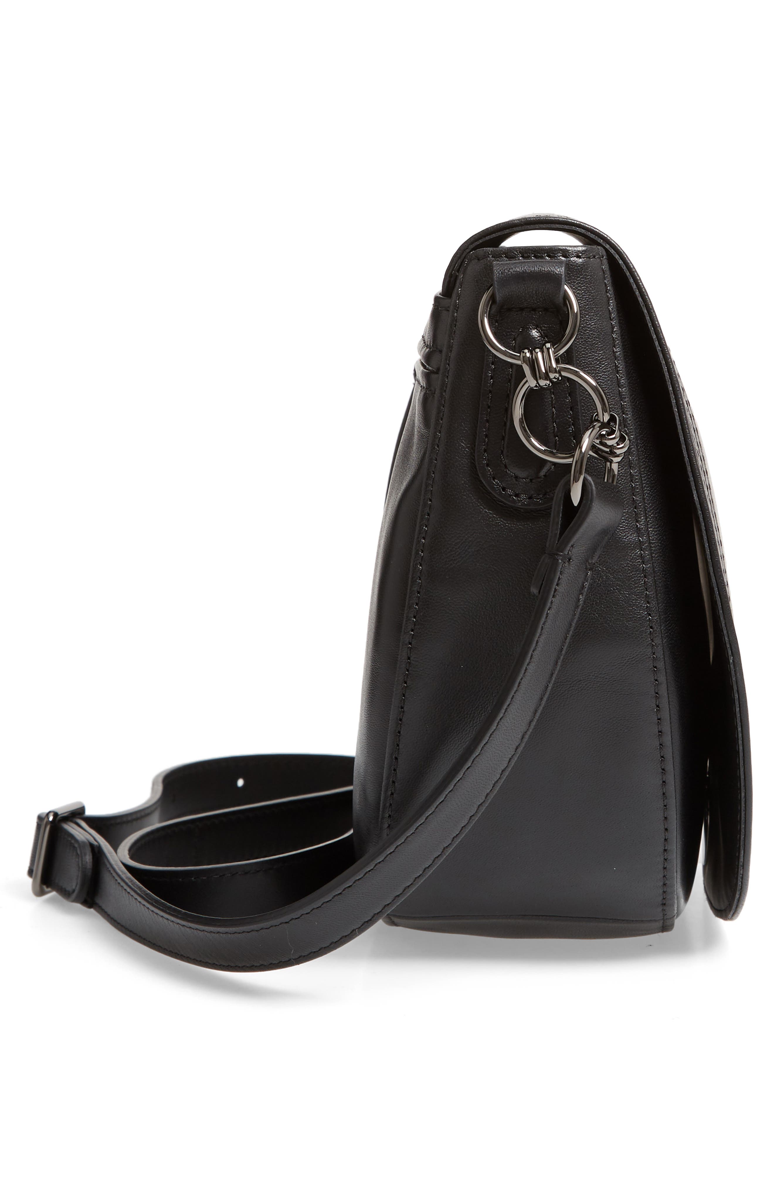 Medium Cavalcade Leather Saddle Bag, Alternate, color, BLACK
