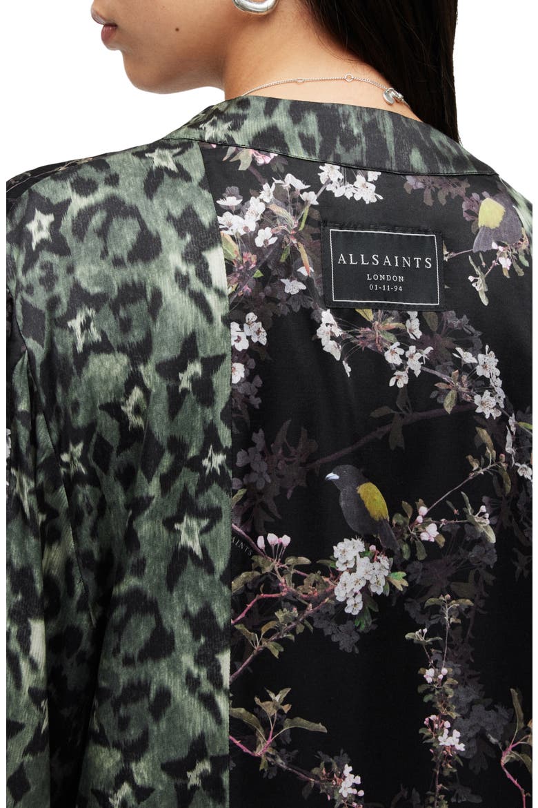 Casi Viola Silk Blend Jacket, Alternate, color, BLACK/ MOSS GREEN