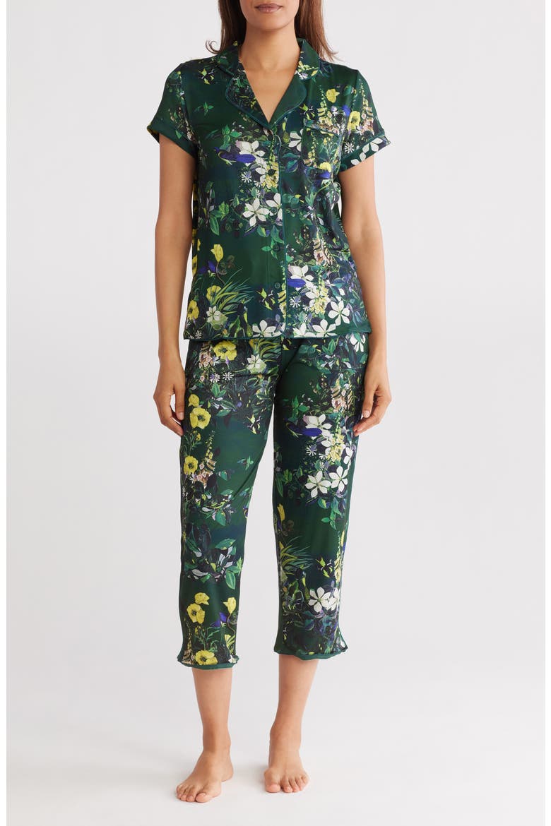 Flourish Short Sleeve Top & Pants Pajamas, Main, color, BOTANICAL SCENE