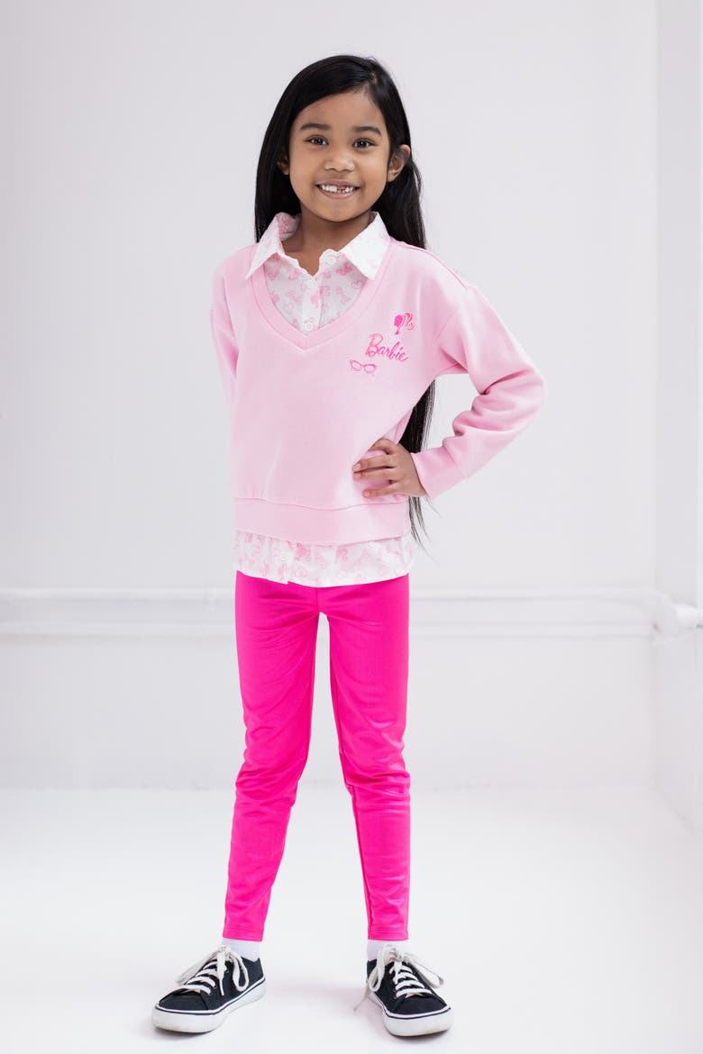 Fleece Sweatshirt and Leggings Set, Alternate, color, Barbie Pink