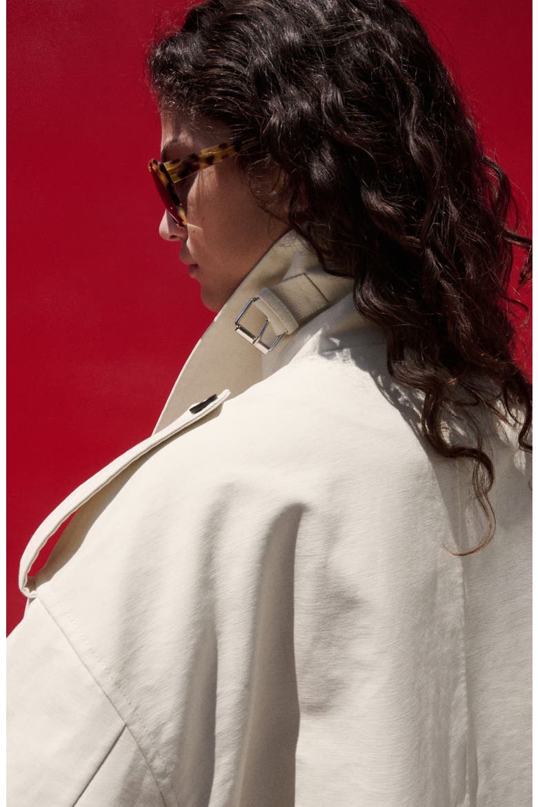 Cotton Blend Trench Coat, Alternate, color, BEIGE