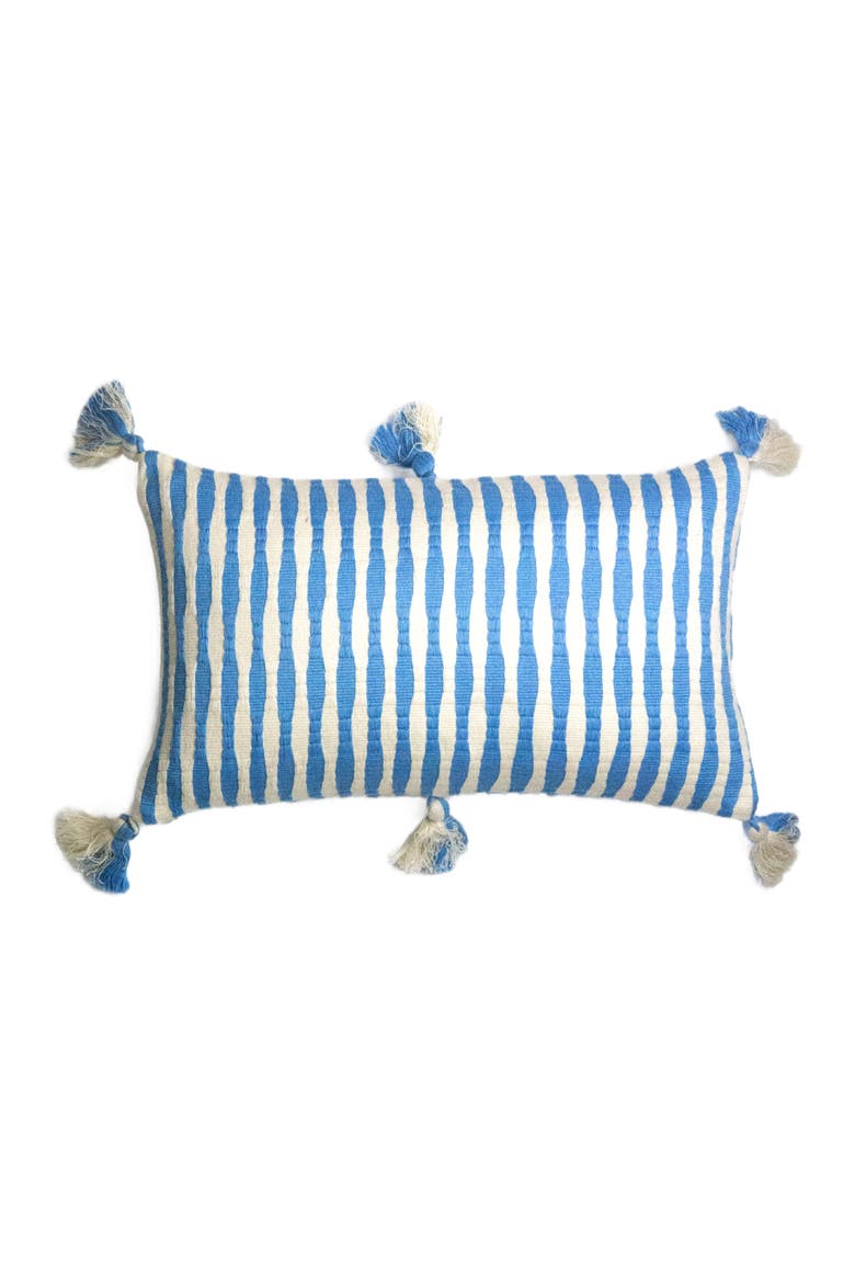 Antigua Classic Striped Handwoven Cotton Throw Pillow, Alternate, color, Sky Blue