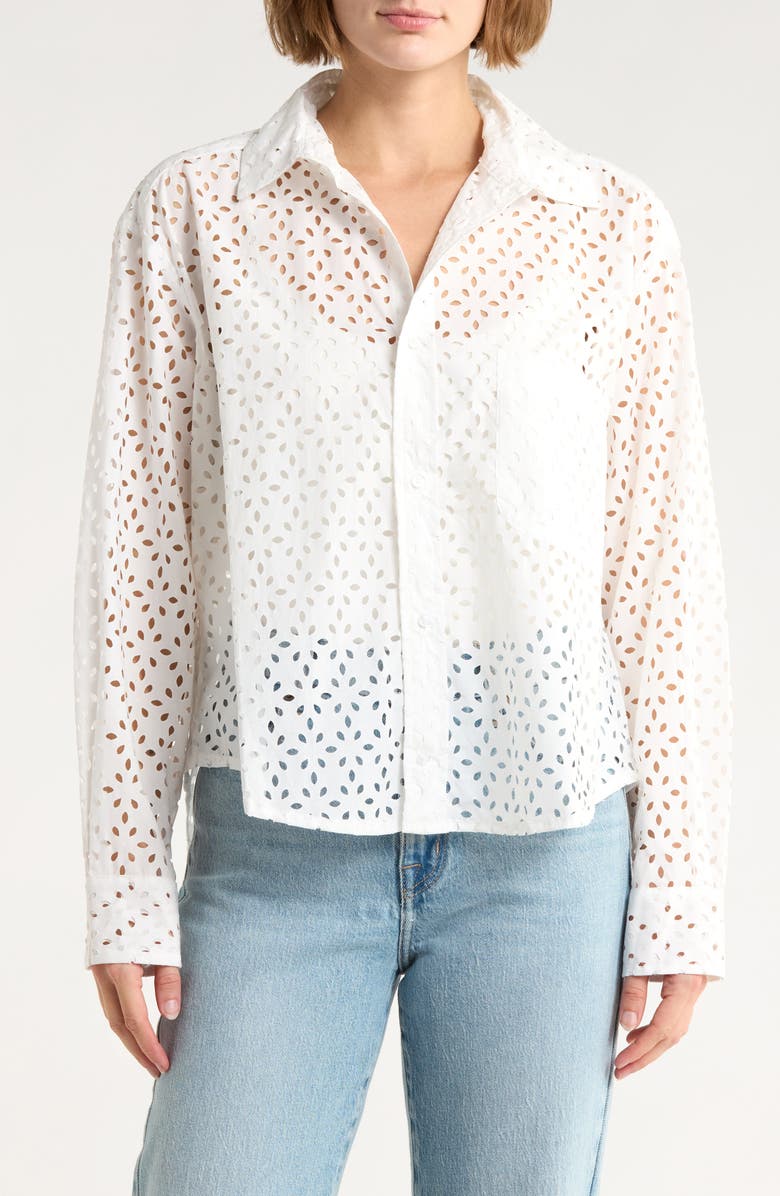 CISSA The Daily Eyelet Cotton Shirt, Main, color, Au Naturel Eyelet