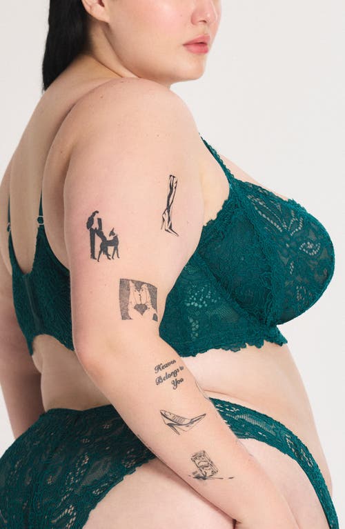 Savage X Fenty Romantic Corded Lace Unlined Underwire Bra In Green