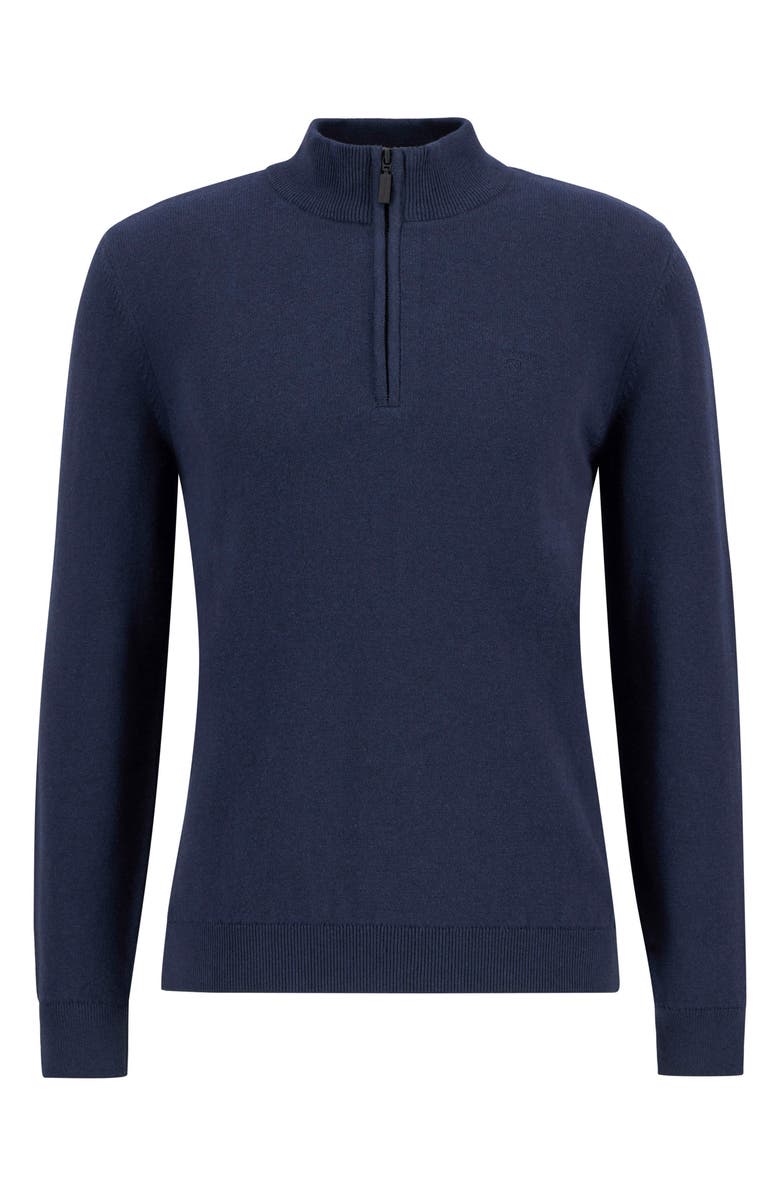 Barbour Avoch Mock Neck Cotton Half Zip Sweater, Alternate, color, Navy Marl
